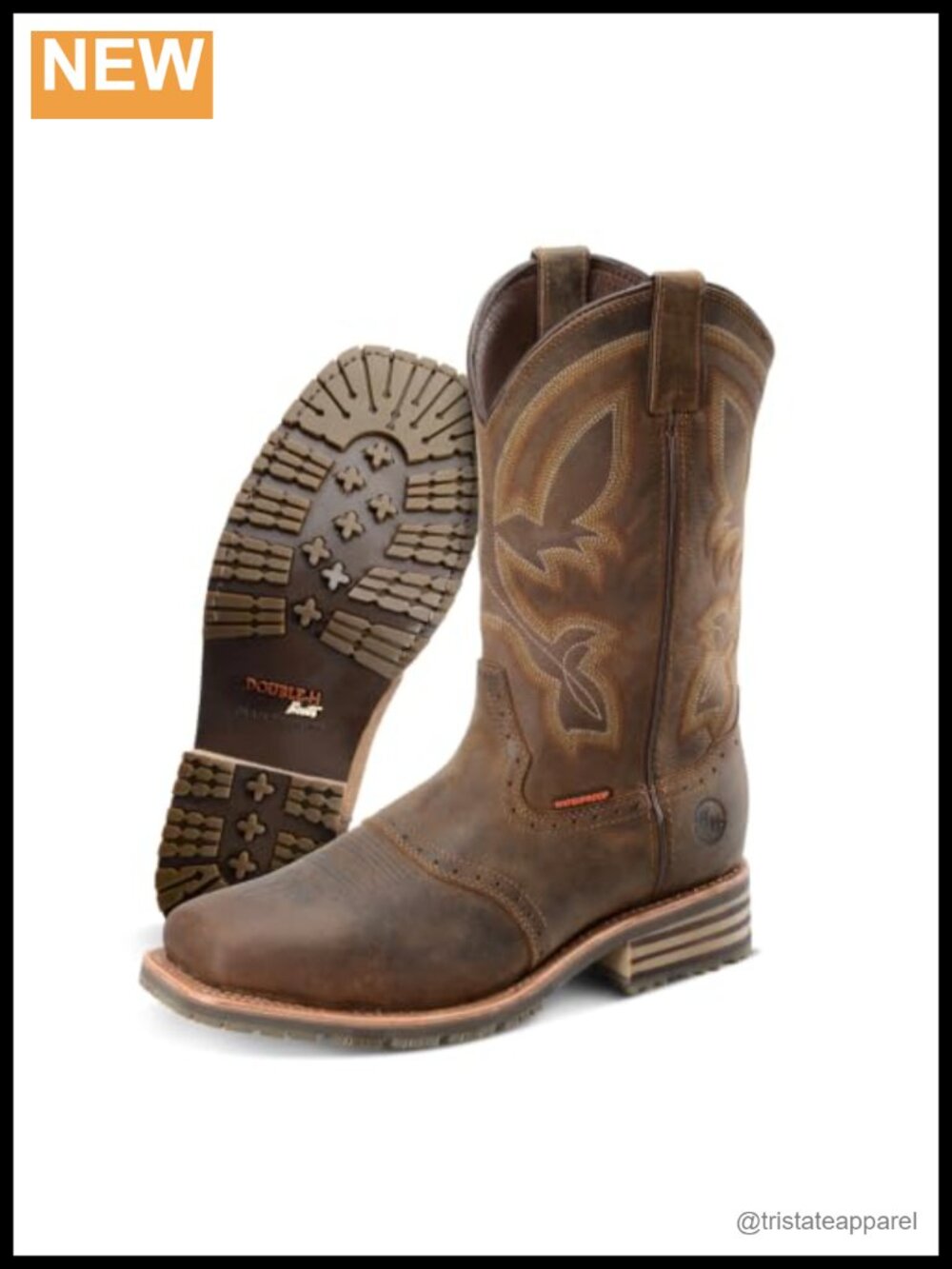 Waterproof Leather Square Toe Western Work Boots EH Rated